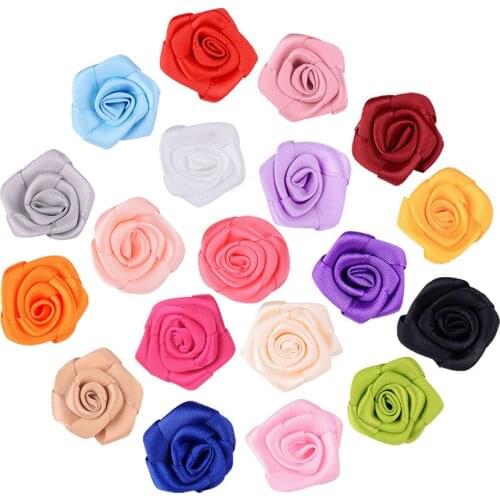 Free ePacket 25mm Satin Ribbon Rose Flower Heads for Wedding Decoration Handmade DIY Gift Box Craft Scrapbooking Rose