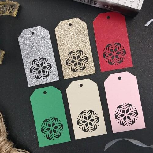 White Snowflake Kraft Paper Tags Christmas Birthday Hang Tags For Candy/Gift/Cookies Display Packing Label Card Home Party Decor