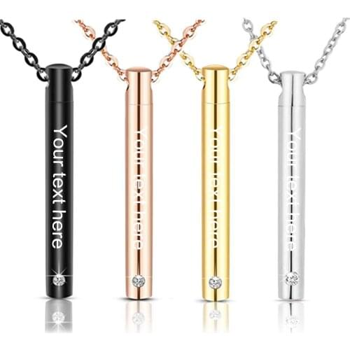 Free Engraving Urn Necklace Stainless Steel Bar cylinder Pendant Memorial Ashes Keepsake Cremation Jewelry