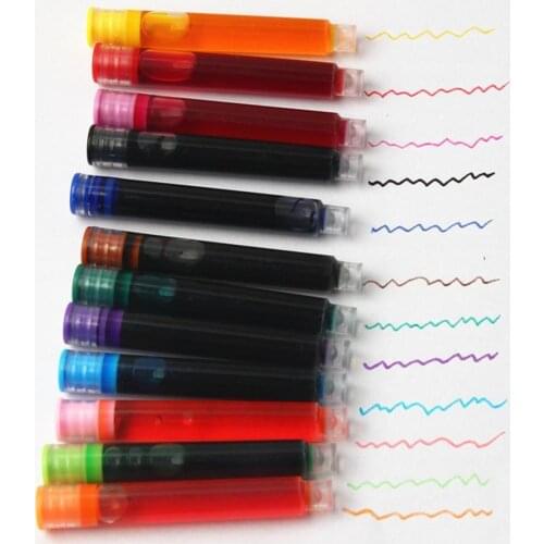 12 Color Fountain Pen Ink Cartridges Fountain Pen Ink School Disposable Drawing Office Refills Cartridges Refills Supplies