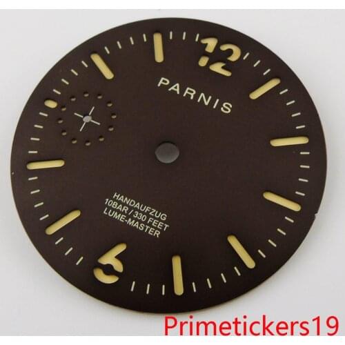 35.4mm black watch dial suitable for ETA 6497 hand winding movement yellow marks watch parts luxury 2020