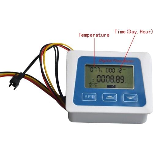 Digital Fuel Gauge LCD Display Water Liquid Flow Meter Totameter Temperature Time Record With G1/2 Flowmeter Flow Tester