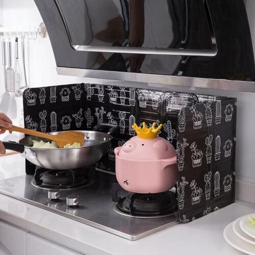 Home Splatter Screens Aluminum Foldable Kitchen Gas Stove Prevent Oil Splash Screen Proof Baffle Waterproof Kitchen Cooking Tool