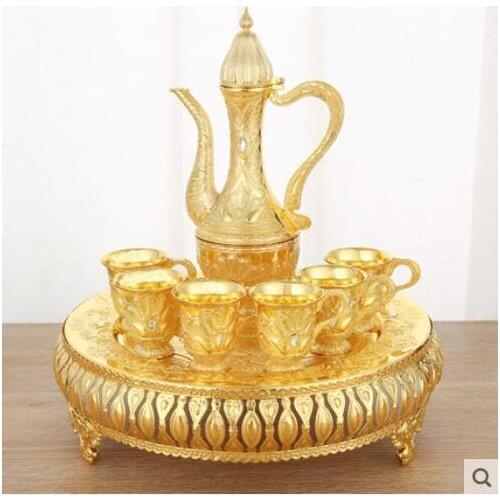 European Wine pot household vintage wine pot antique white wine cup creative Russian wine set gift box 8-piece set