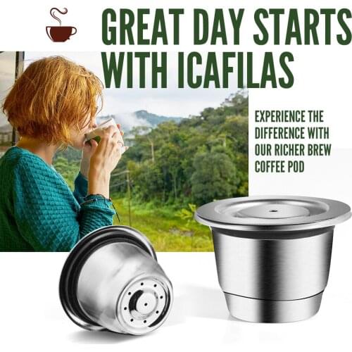 ICafilas Upgraded Stainless Steel Coffee Capsule For Nespresso Reusable Coffee Filters Espress Reusable Filter Pods With Tamper