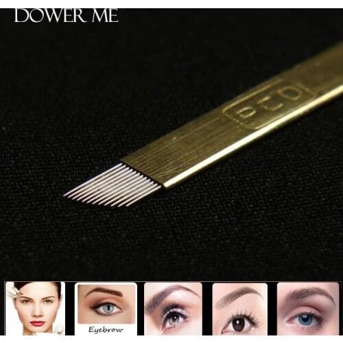 50pcs Microblading 12 pin Hard PCD Needle 14 19 U Blade Lamina Agulhas Tebori Permanent Makeup Eyebrow Tattoo Needles lips