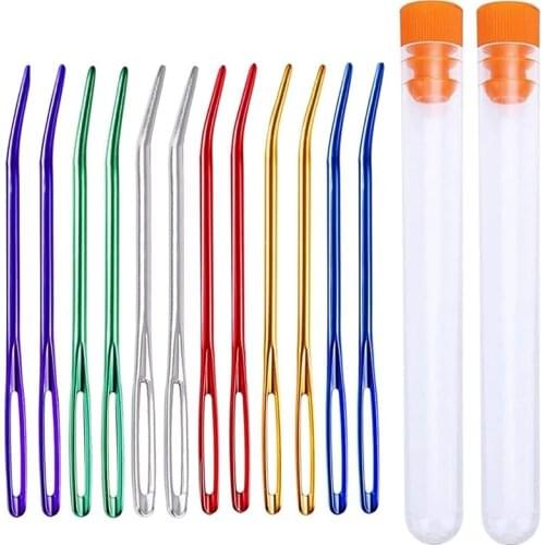 KAOBUY 12PCS Bent Tip Tapestry Needles for Crochet Large Eye Blunt Needles Yarn Sewing Needles Set for Knitting Crochet