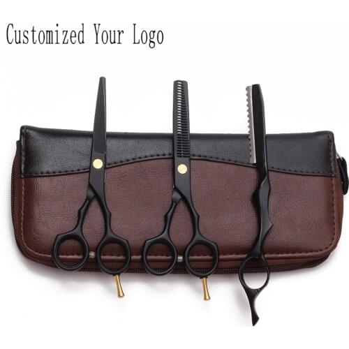Suit 5.5" 16cm C1104 JP Customized Logo Bang Cut Salon Cutting Scissors Thinning Shears Professional Hair Scissors Razor Add Bag