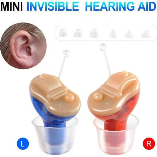 Red Right/Blue Left Digital Mini InvisIble Ear 6-Channel/8 Channel Digital Hearing Aid Visible Sound Amplifier Enhancer CIC