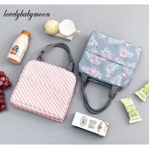 Fashion Print Functional Pattern Cooler Lunch Box Portable Insulated Canvas Lunch Bag Thermal Food Picnic Lunch Bag For Children