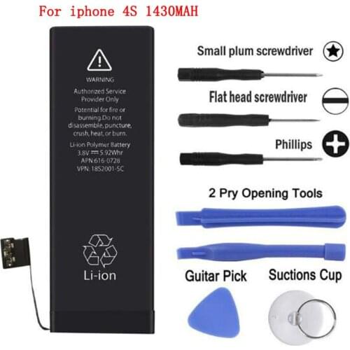 Lithium Phone Real 3.7V 1430mAh Battery For iPhone 4S 4GS iPhone4S Rechargeable Phone Bateria Batteries High Quality