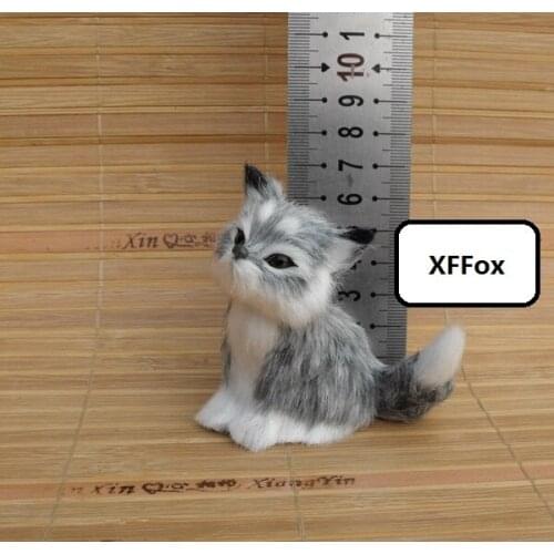 Mini real life cute gray fox model plastic&furs mini fox doll gift about 7x4x7cm xf1669