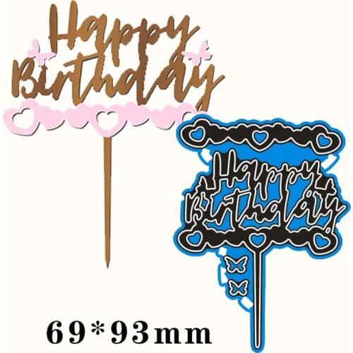 Metal Cutting Dies happy birthday with heart New Scrapbook paper decoration template Embossing DIY Paper Card Craft 69*93mm