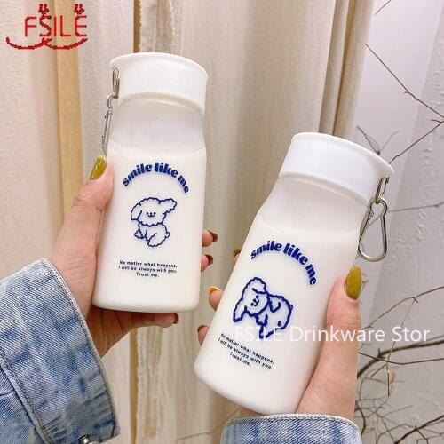 Water Cup Female Student Korean Version of The Net Red Casual Cup Plastic Simple Frosted Cute Cartoon High Value Portable Belt