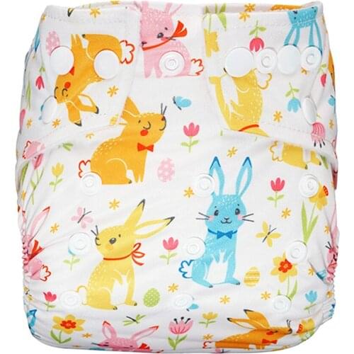 [6.18 Promotion] Babyland Washable Nappy 4pcs + 4pcs Microfiber Inserts Absorbent Liners For Normal Pocket Diapers Newest Prints