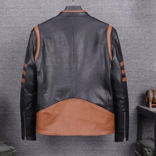2020 Black Men Slim Fit Bikers Jacket Large Size XXXXL Genuine Sheepskin Short Motorcycle Leather Coat FREE SHIPPING