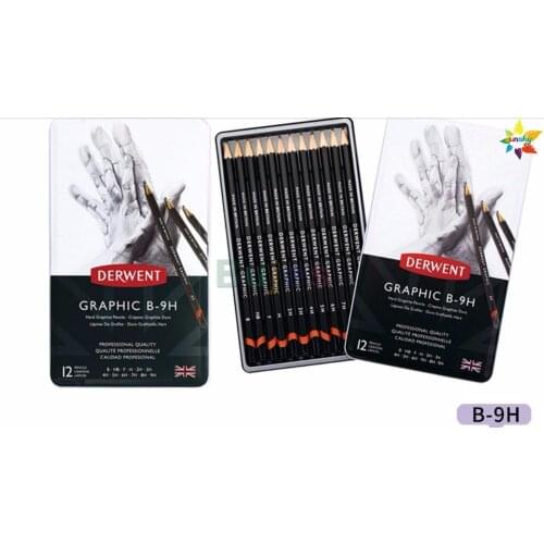 12pc/set 34213 Sketch Pencil Set Wood Pen Charcoal Pen Student Art Sketch Painting Supply for derwent Draw graphic pencil B-9H