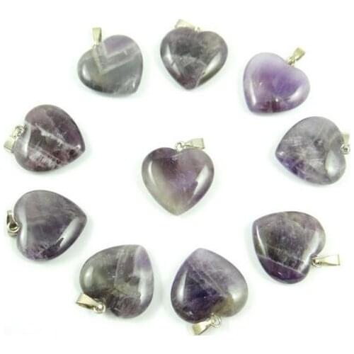 Natural stone Turquoises aventurine Quartz crystal tiger eye heart pendant for diy jewelry making Necklace Accessories24PC