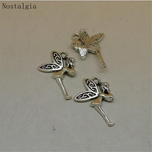 Nostalgia 10Pcs Butterfly Flower Fairy Pendant Charms Fit Women Bracelets & Necklaces Jewelry 23*14MM