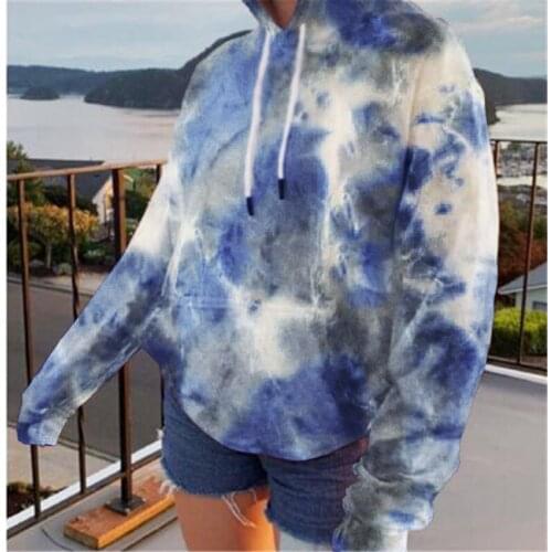 New Loose Hooded Tie Dyed Casual David Coat For Street Womens Wear In Autumn / Winter 2020 Casual Wn