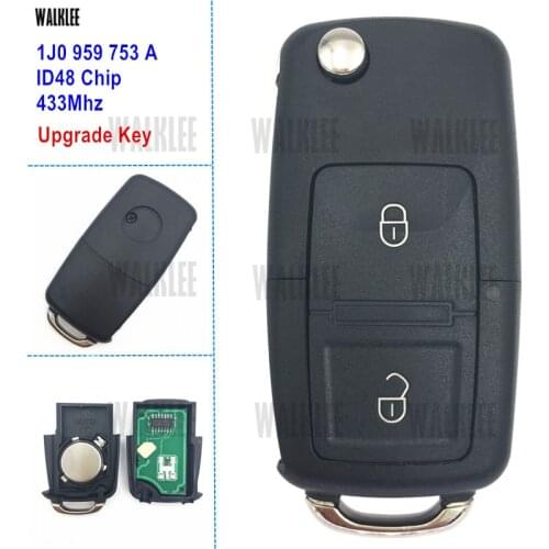 WALKLEE 433MHz Upgraded Remote Key Fit for SEAT Leon Toledo ID48 Chip 1J0959753A /1J0 959 753 A