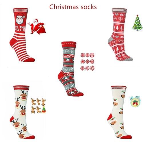 2021 Fall Winter Fashion Christmas Socks Funny Elk Santa Snowflakes Bells Christmas Tree Pattern Socks Happy Warm Socks