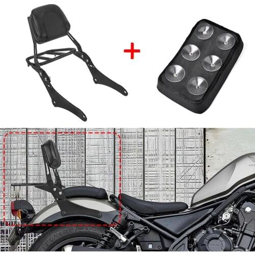 Sissy Bar Rear Passenger Backrest Pad Cushion w/ Luggage Rack For Honda Rebel CMX300 CMX500 Rebel300 Rebel500 2017-2020 2019
