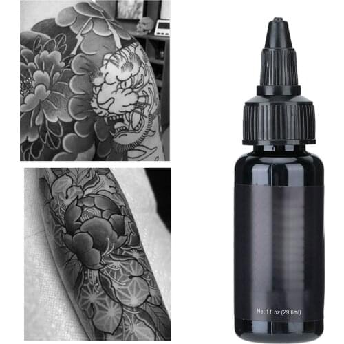 Professional Black Body Tattoo Ink Long Lasting Fast Coloring Microblading Body Makeup Beauty Art Tattoo Pigment Supplies 29.6ml