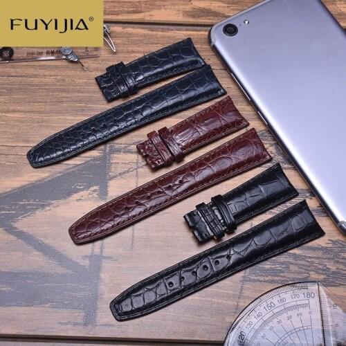 FUYIJIA 20MM 22MM Genuine Alligator Watchbands Men Women Watch Strap Handmade Custom PORTOFINO Watch Band Crocodile Leather Belt
