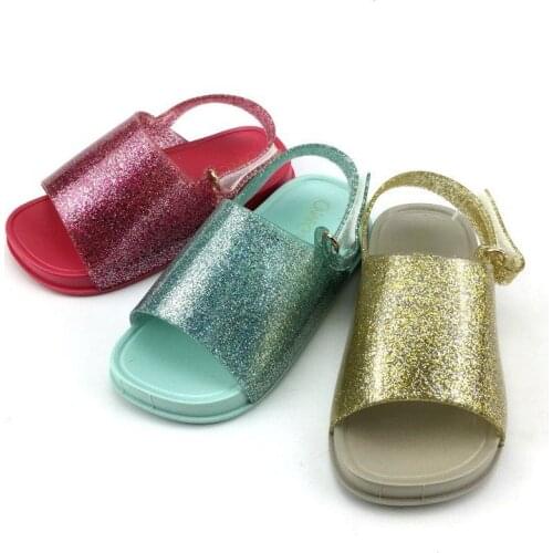 Toddler Boys Girls Kids Children Sandals Soild Color Summer Beach Casual Walking Summer Cool Shining Jelly Baby Sandals Shoes