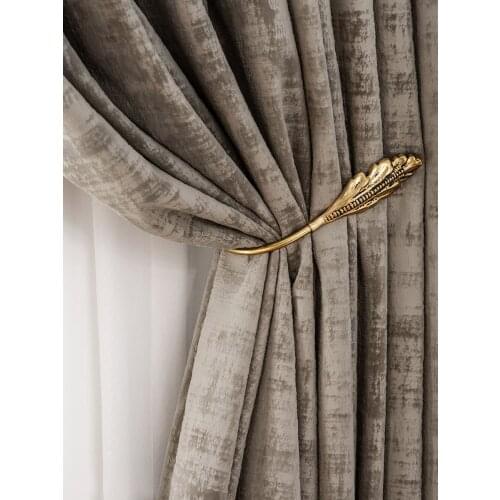 Light Luxury Gray Flannel Blackout Curtains for Bedroom Living Room Curtains Luxury Home Decor Solid Color Curtains
