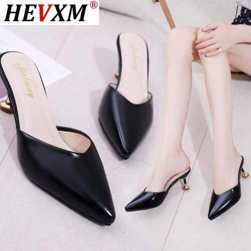 Zanpace Female Slippers High Thin Heels Woman Shoes Sexy Pointed Top Outdoor Slides Fashion Summer House Slippers Flip Flops