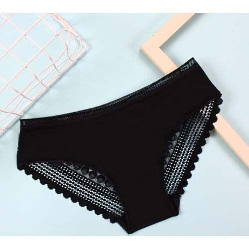 Plus Size Womens Panties Ice Silk Seamless Underwear Sexy Lace Transparent Lingerie Ladies Briefs Sexy Low Waist Underpants Hot