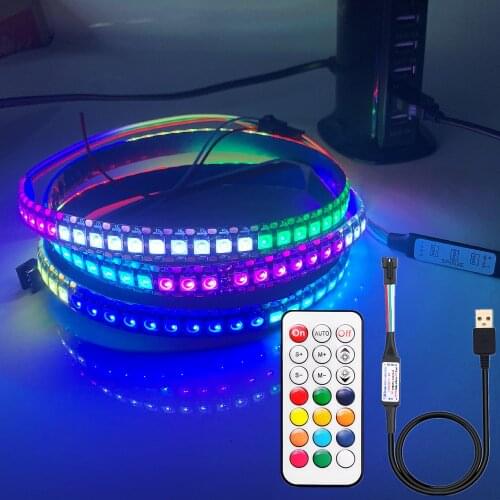 WS2812B Smart RGB LED Strip With USB 21key RF Controller Kit WS2812 Individually Addressable Pixel Light 30/60/144Leds DC5V