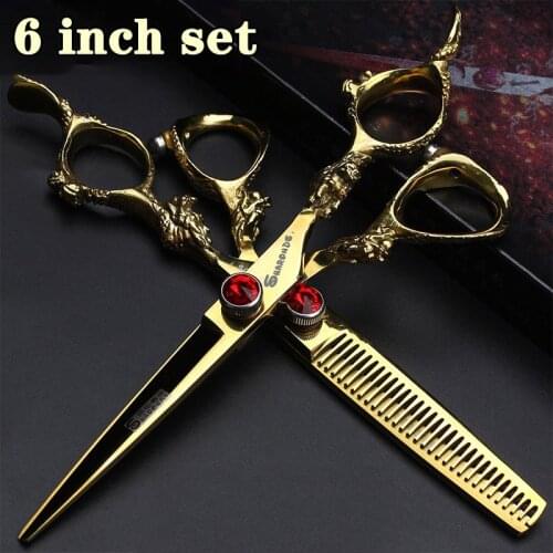 6 Inch Japanese hairdressing scissors 440c steel free non-slip logo wear-resistant scissors for sharp thin stylist scissors set