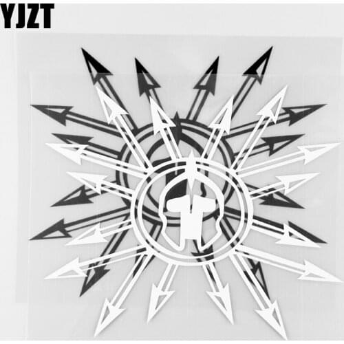 YJZT 13.9×14.8CM Vinyl Car Stickers Medieval Spear Helmets Military Weapons Decorative Patterns 20C-0046