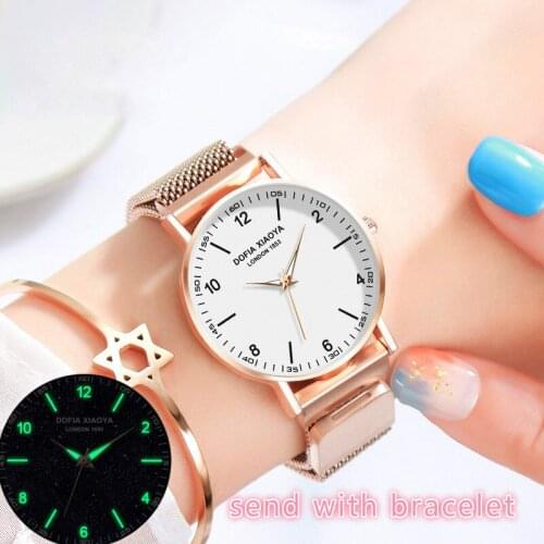 Women Watches Magnet Starry Sky Watch Luminous Clock 2020 Creative Ladies Stainless Steel Wrist Watch Waterproof Rose Gold Hour