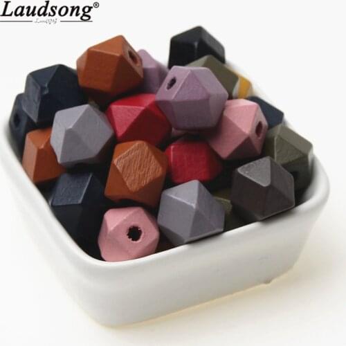 10-30Pcs 12/15/20MM Natural Spacer Wood Beaded Geometric Faceted Wooden Beads For Jewelry Making DIY Necklace
