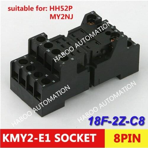 10pcs/lot 18F-2Z-C8 2NO+2NC mini relay socket KMY2-E1 suit for HF18FF 250V 5A electrical socket 8pin relay socket