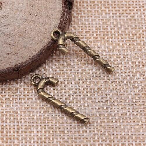 WYSIWYG 10pcs 26x9mm Vintage Crutch Pendants Charm For Jewelry Making Antique Bronze Color Crutch Pendants Charm