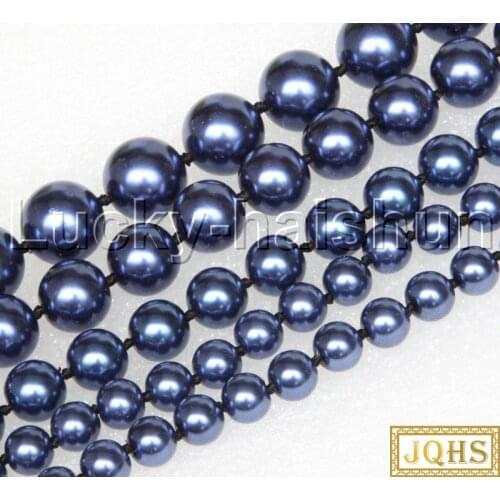 18" 8mm 10mm 12mm 14mm blue navy blue south sea shell pearls necklace 18KGP clasp j12748