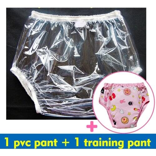 2pcs PVC/ Adult Diaper/ incontinence pants/Adult baby trainning pants/Adult baby brief with padding inside/ trainning pants