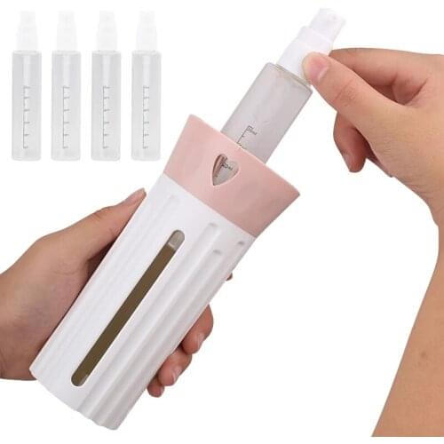 4 In 1 Travel Dispenser Shower Gel Shampoo Moisture Bottling Set Portable Spray Bottle Empty Bottle Set Rotatable Travel Bottle