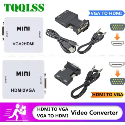 HDMI TO VGA Video Converter Adapter 1080P VGA to HDMI Adapter For PC Laptop to HDTV Projector Video Audio HDMI-compatible to VGA