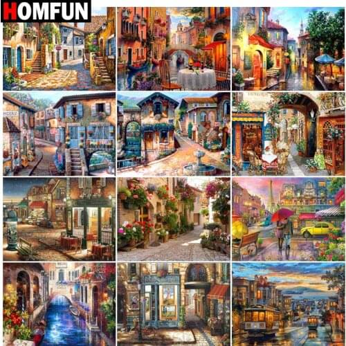 HOMFUN Full Square/Round Drill 5D DIY Diamond Painting "Street view" Embroidery Cross Stitch 5D Home Decor Gift