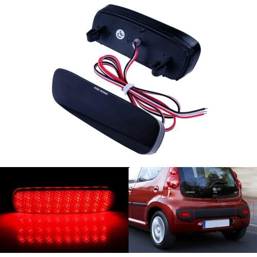 ANGRONG 2X Red LED Rear Bumper Reflector Light For Citroen C1 C5 For Peugeot 107 206 607 Expert