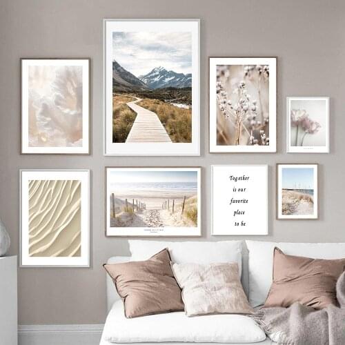 Beige Grass Nature Canvas Painting Bohemia Seascape Landscape Poster Print Wall Art Pictures for Living Room Modern Home Decor
