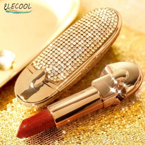 ELECOOL Glitter Lipstick Moisturizing Makeup Velvet Matte Lipstick Waterproof Lipstain Sexy Shiny Red Cosmetic Pigment Lip Rouge