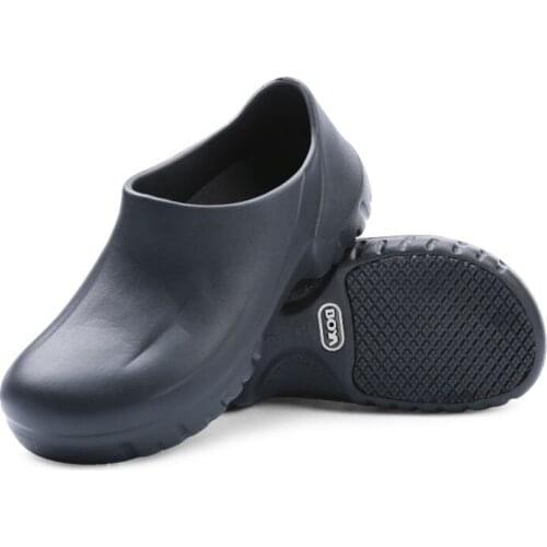 Man Chef Shoes Kitchen Cook Shoes Black Clogs Working Hospital Shoes Super Anti-skidding Oil Proof Waterproof Sandals Flat