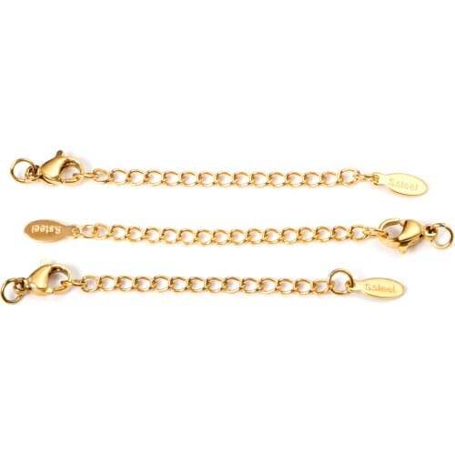 ASON 10pcs/lots Chain Connector With Lobster Clasp and Tag Extender Stainless Steel For Bracelet Necklace DIY Jewelry Accessory